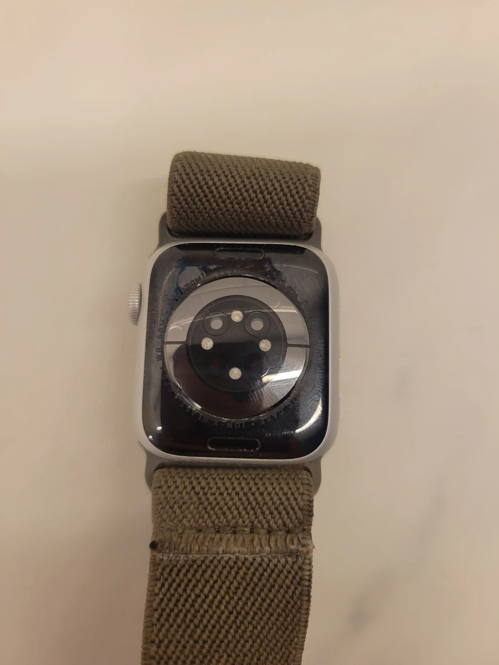 Apple Watch Series 6 with Olive Green Nylon Band